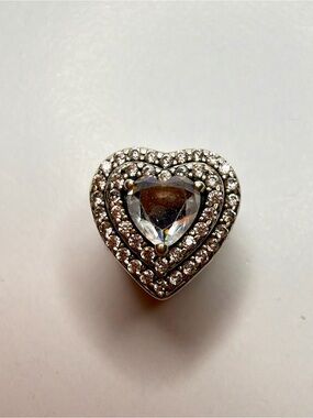 Pandora Sparkling Leveled Heart Charm Pandora Charm